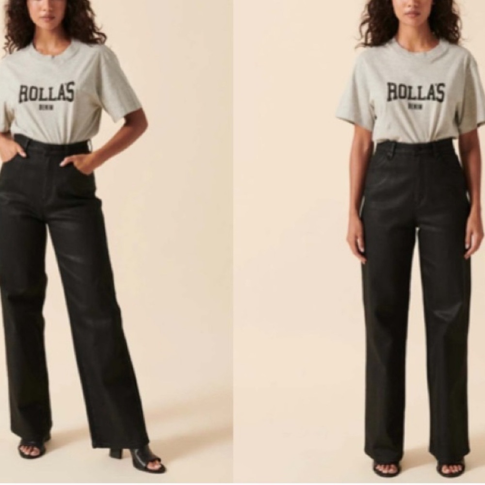 Rolla's Heidi High Rise Loose‎ Straight Coated Black Jeans Women's 27